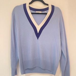 Sandro V Neck Blue Soft Sweater